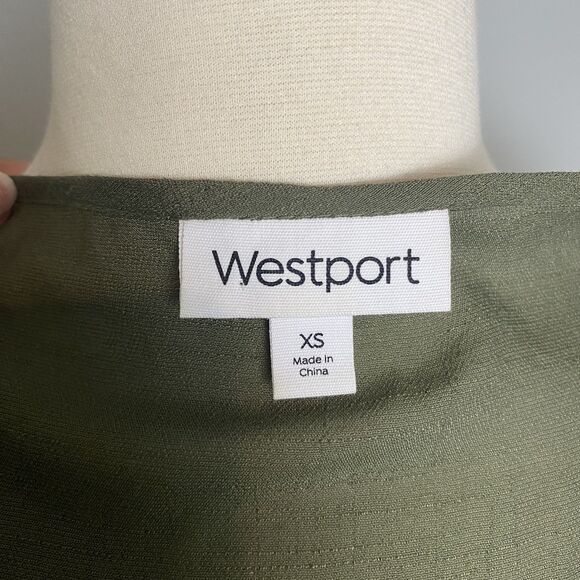 Westport Olive Green Pintuck Blouse with Lace Trim - Size XS - Picture 7 of 8